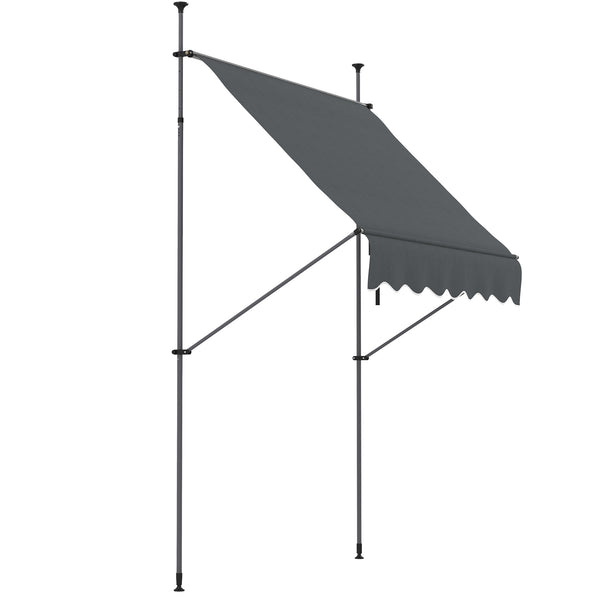 6.6 x 3.9 ft manual retractable awning, dark grey