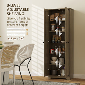 67" Farmhouse Style Storage Cabinet with 2 Doors and Adjustable Shelves, Distressed Gray