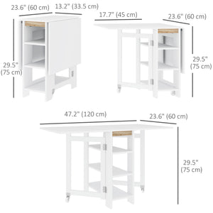 Drop-leaf kitchen table for small spaces, white
