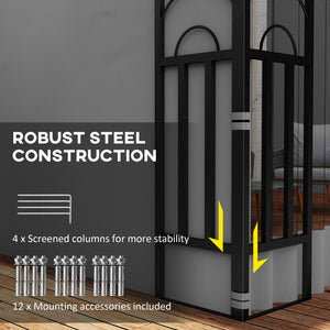 10' x 13' Wall Pergola with 2 Curtains and 2 Nets, UV Resistant, for Patio, Light Grey