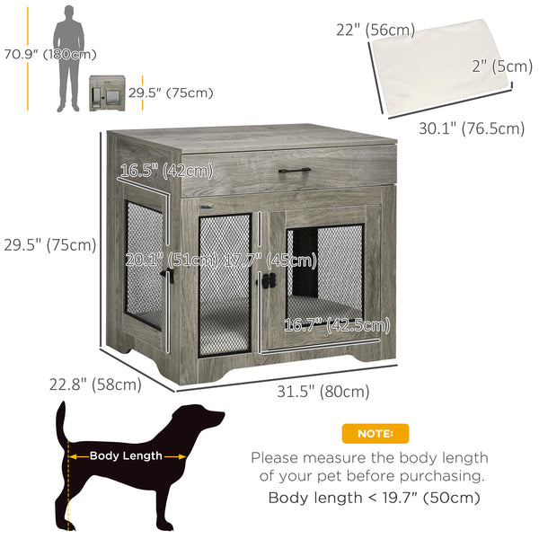 Furniture crate with cushion, 2 doors and storage, grey