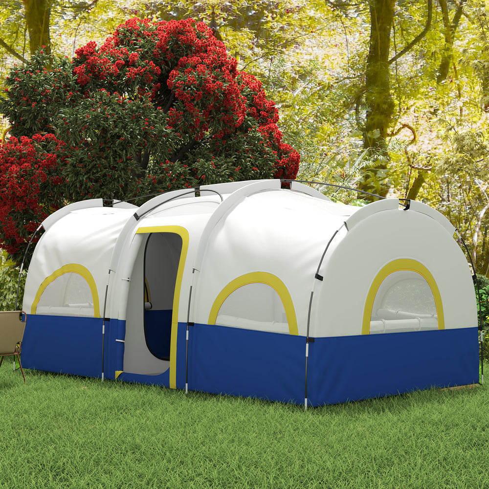 4-6 Person Camping Tent, 3 Room Cabin, 3000mm Waterproof &amp; UPF 30+, with Built-in Groundsheet &amp; Carry Bag, Blue