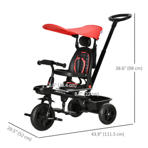 4 in 1 Kids Tricycle with Reversible Angle Adjustable Seat, Red
