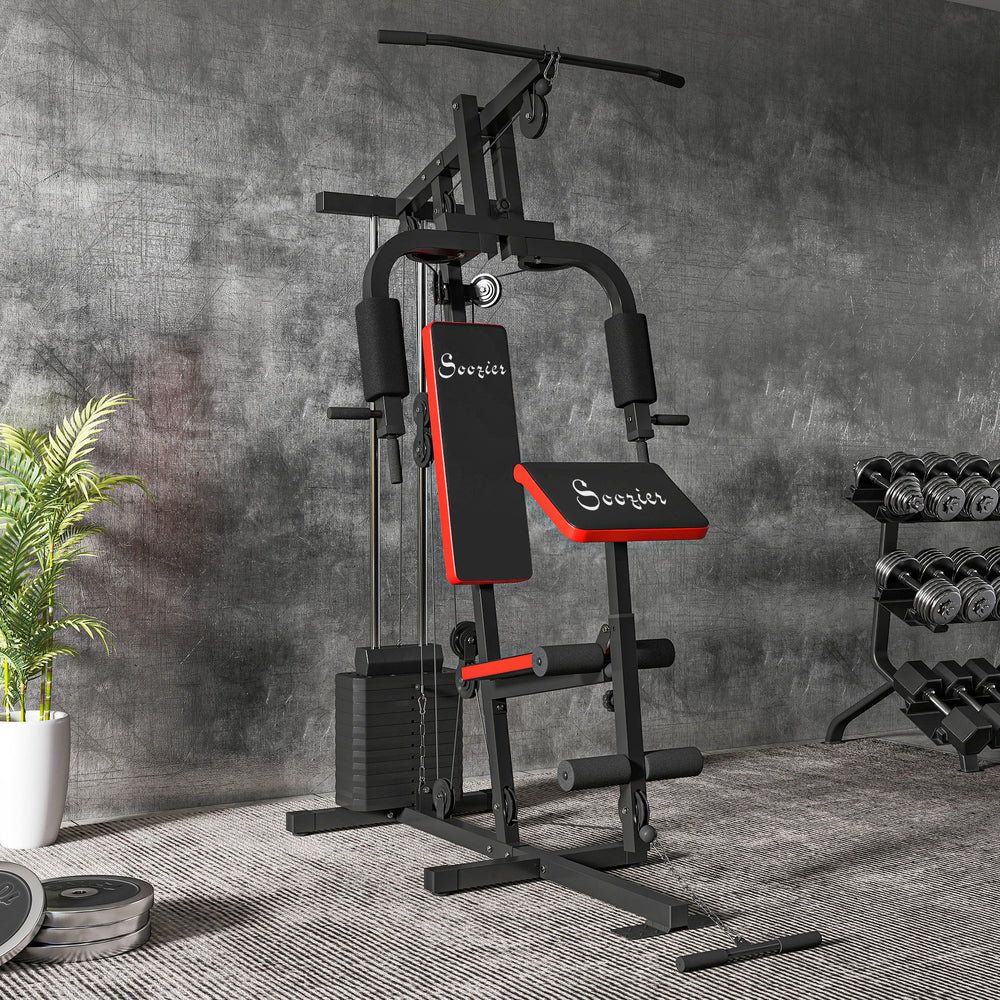 Multi-gym with a 65 kg weight stack