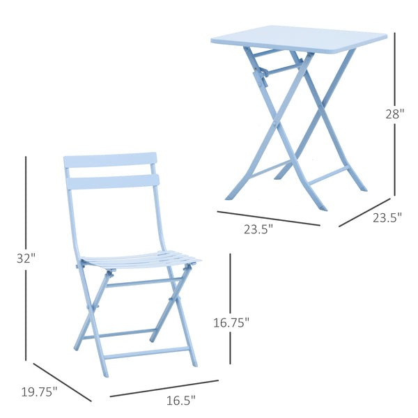 3-piece garden bistro set, blue