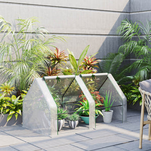 Portable mini tunnel greenhouse with large zippered doors