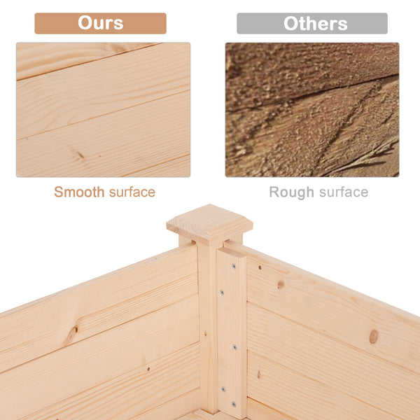 Raised wooden planter with legs, natural wood color