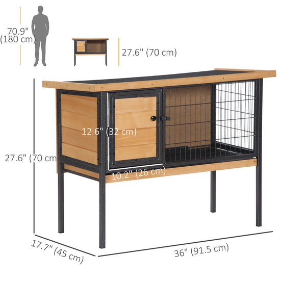 Hutch with tray and openable waterproof roof