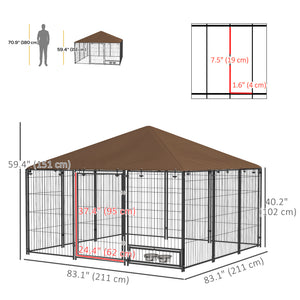 Enclosure with awning and rotating bowls, coffee color