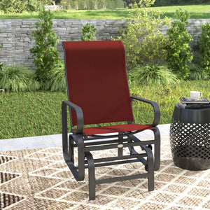 Chaise coulissante en tissu maille respirant bordeaux, fauteuil à bascule d'extérieur confortable et durable

