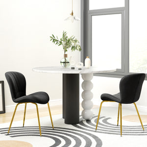 Lot de 2 chaises de salle à manger noires avec assise et dossier rembourrés, au design épuré et confortable, parfaites pour une salle à manger moderne ou classique