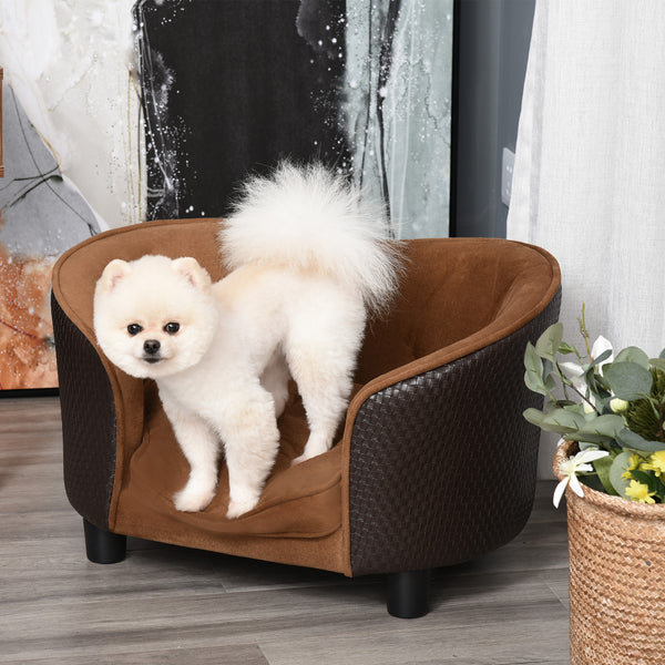 Raised dog sofa with removable and washable cushion