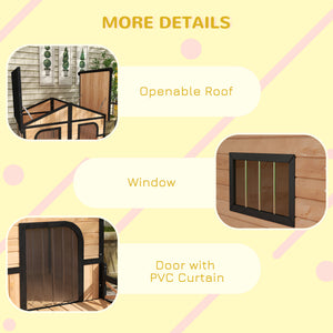 Wooden kennel in cabin style with terrace, beige