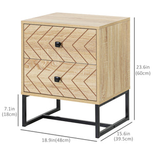Modern bedside table with drawers and metal legs