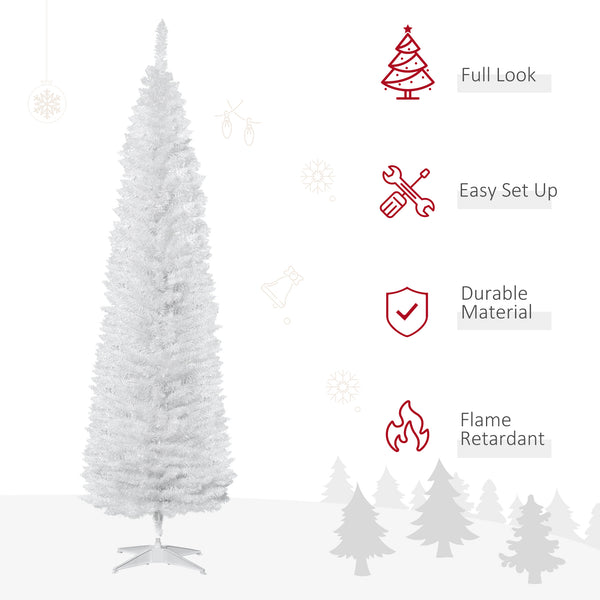 7ft Slim White Artificial Christmas Tree with Sturdy Metal Stand