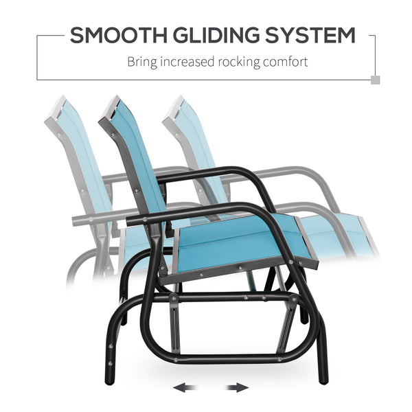 Two-seater rocking chair with steel frame, blue