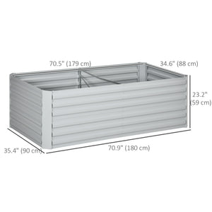 Galvanized Raised Garden Bed, Steel Outdoor Planters with Reinforced Rods, 71" x 35" x 23", Light Gray