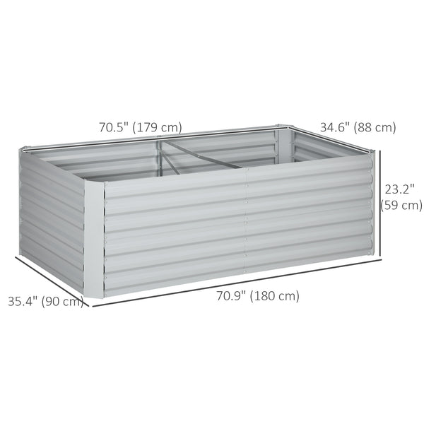 Galvanized Raised Garden Bed, Steel Outdoor Planters with Reinforced Rods, 71" x 35" x 23", Light Gray