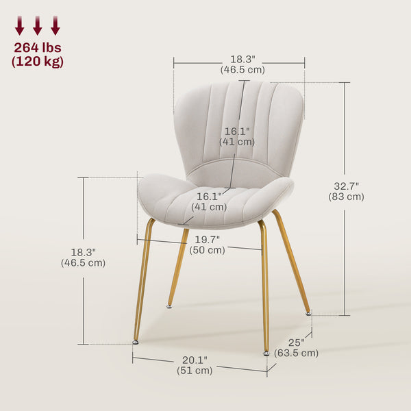 Set of 4 modern dining chairs with upholstered backrest, cream white