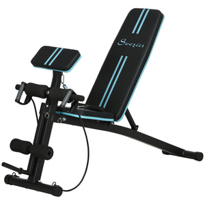 Foldable weight bench with 7-position adjustable backrest – Black and blue