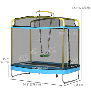 7ft Trampoline with Safety Enclosure, Gymnastics Bar and Swing