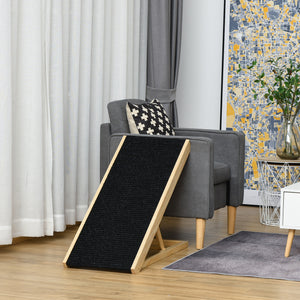 Foldable dog ramp, height adjustable with non-slip coating.