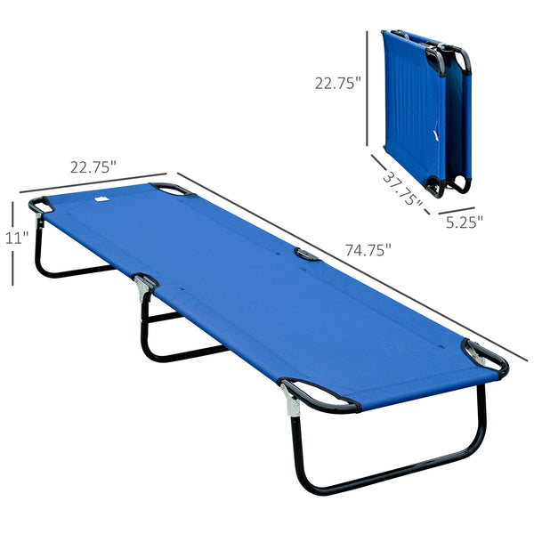 Foldable Camping Bed for Adults, Portable Outdoor Sleeping Bed, Blue