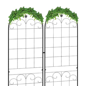 Set of 2 garden trellises for climbing plants, outdoor metal for terrace