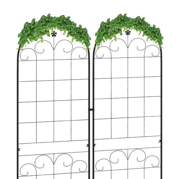 Set of 2 garden trellises for climbing plants, outdoor metal for terrace