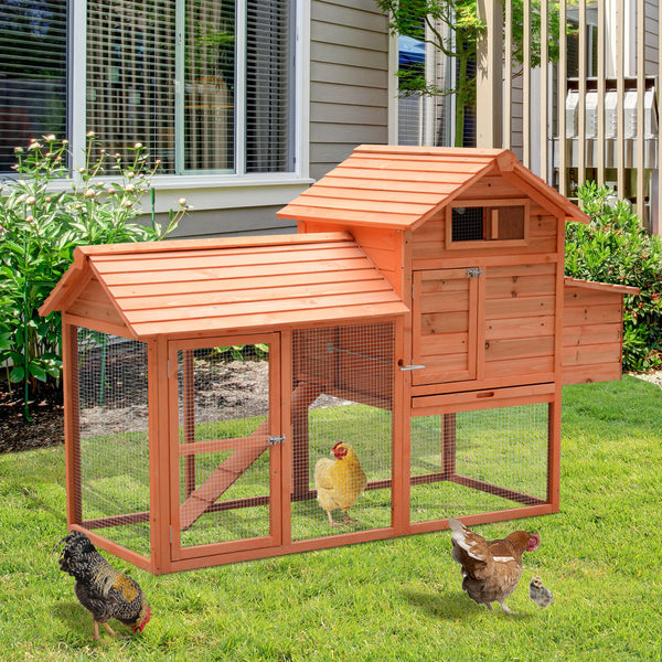 Wooden chicken coop, hutch, poultry cage, garden enclosure with kennel