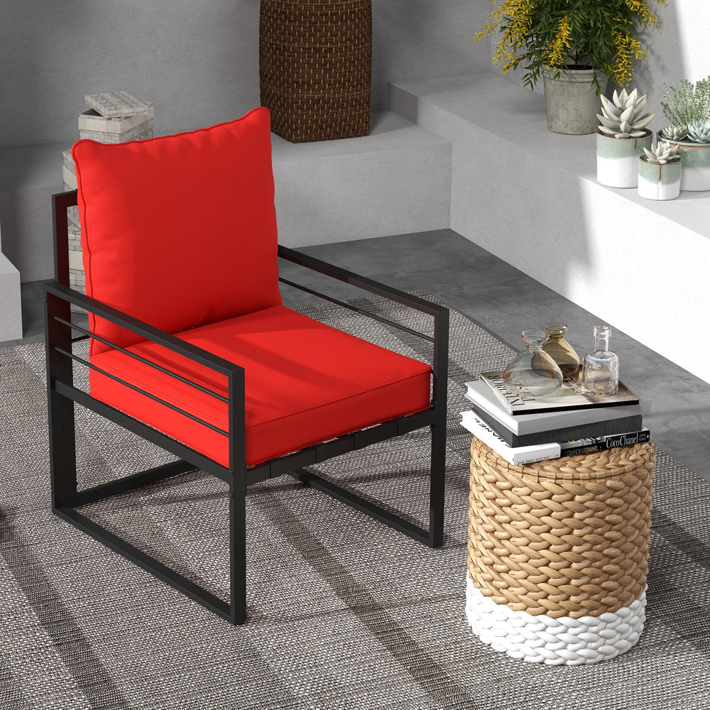 Coussins épais rouges pour sièges d'extérieur avec coussin de dossier ergonomique et durable