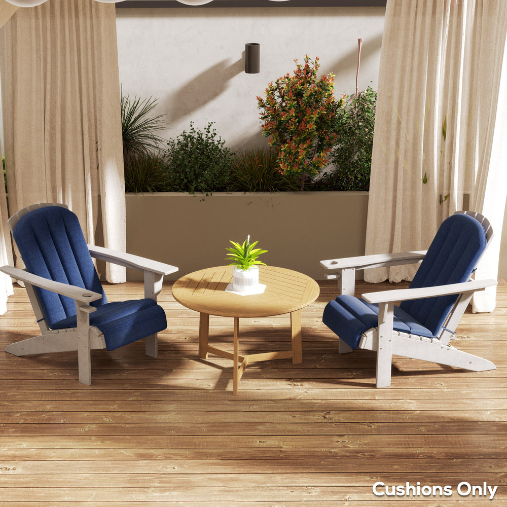 Lot de 2 coussins pour chaise Adirondack avec dossier haut, mousse haute densité et attaches, coloris bleu marine