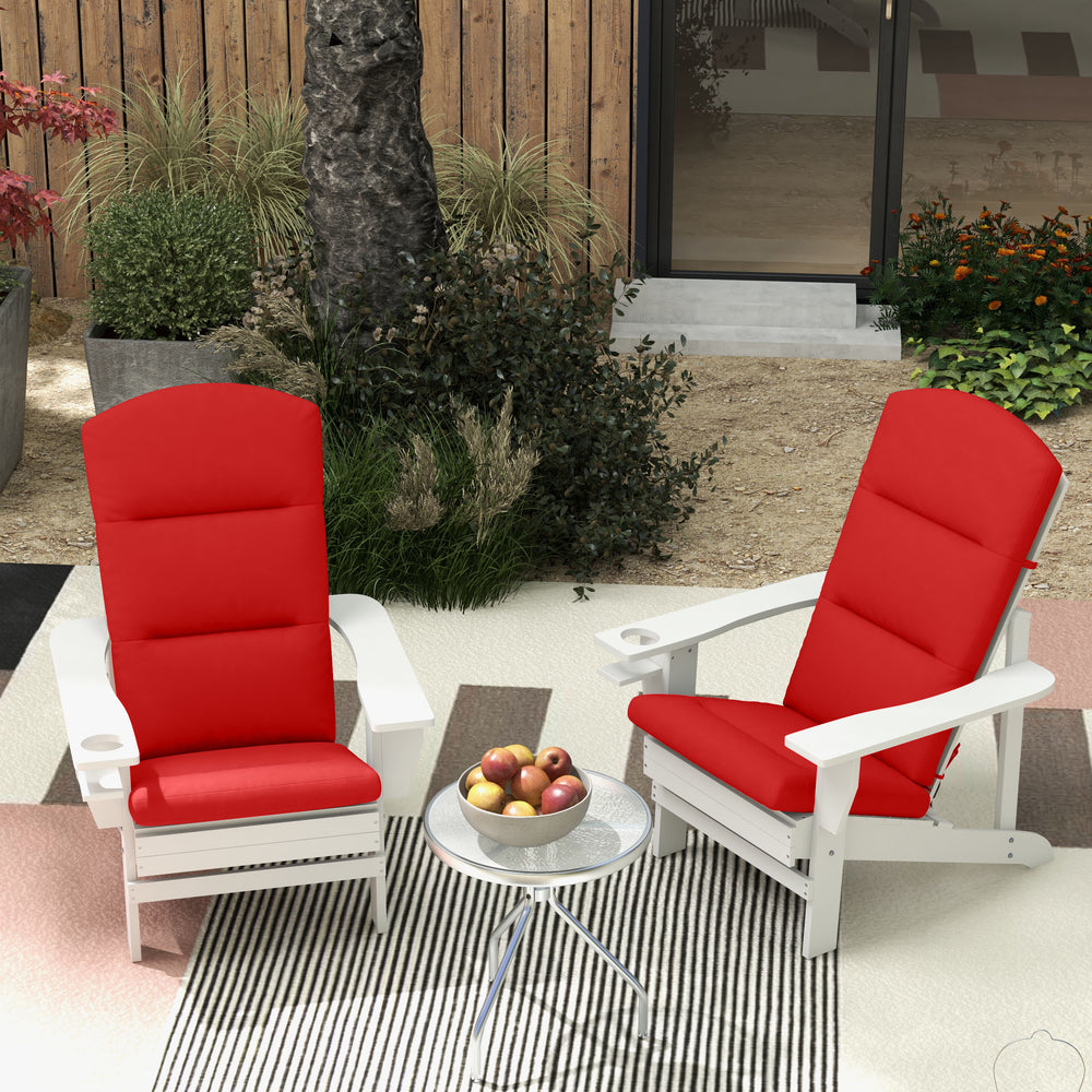 Coussins capitonnés rouge vin pour chaises Adirondack, avec attaches pour fixation sécurisée