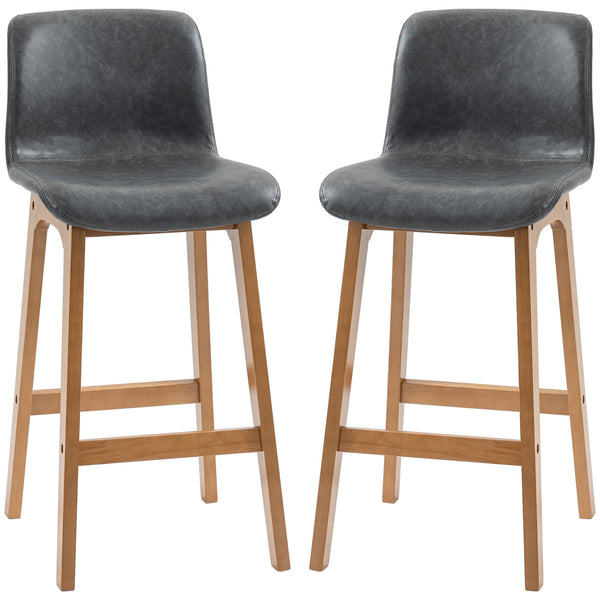 Set of 2 modern bar stools, grey