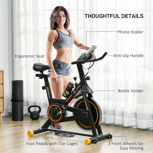 Cardio Exercise Bike with LCD Display and Adjustable Resistance, Orange