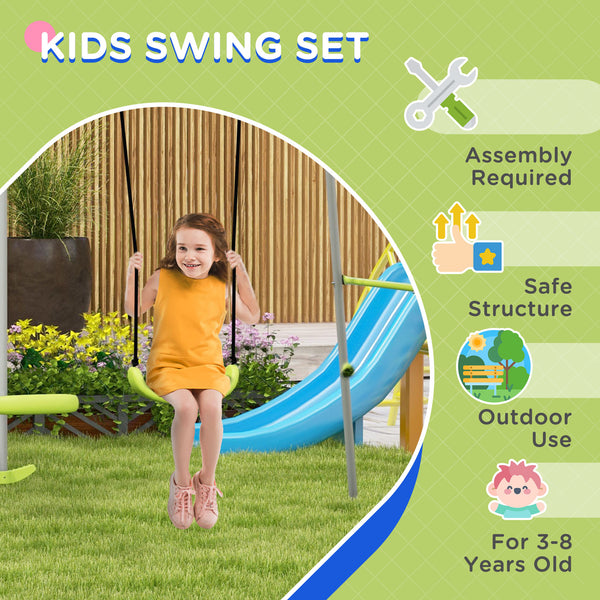 Sturdy metal module with glider and swing, green
