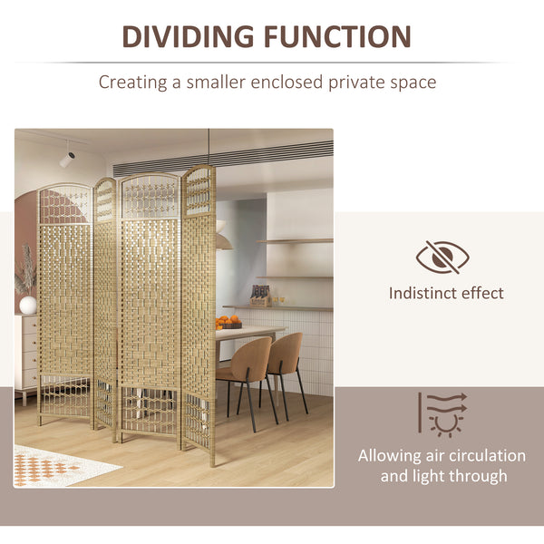 4-panel folding partition wall made of corrugated fiber, natural color