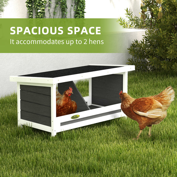 Nesting boxes for chickens with asphalt roof