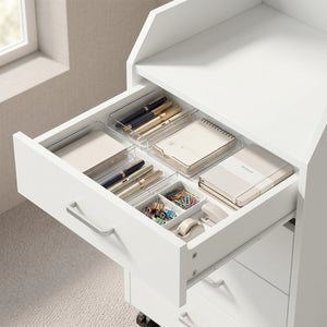 4-drawer mobile file cabinet with casters and brakes – White