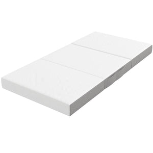 6-inch 3-Section Folding Twin Mattress with Cooling Gel Memory Foam – White and Gray