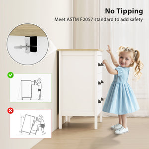3-drawer bedroom dresser with silent slides, white