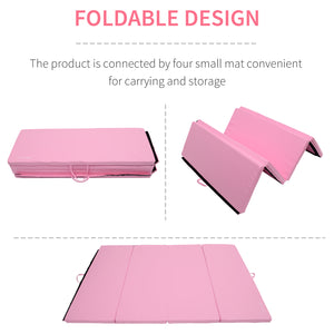 4'x6'x2'' Folding Gym Mat with Carry Handles, Pink
