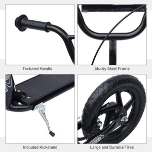 Adjustable Kids Pro Stunt Scooter Children Street Bike Bicycle Ride On with 12” Tire (Black)
