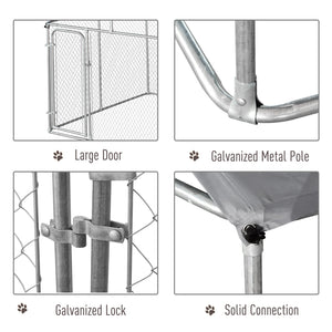 Outdoor enclosure with roof, steel padlock and wire mesh side panels