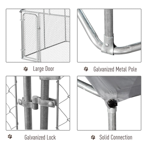 Outdoor enclosure with roof, steel padlock and wire mesh side panels