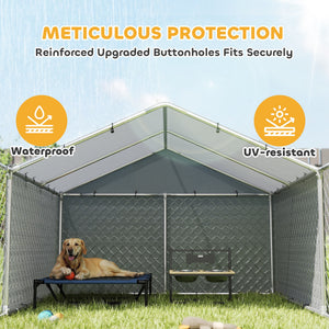 Galvanized steel kennel with waterproof cover