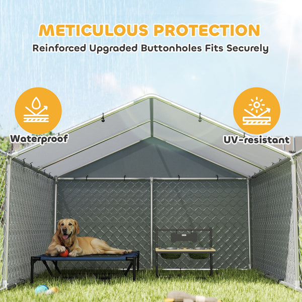 Galvanized steel kennel with waterproof cover