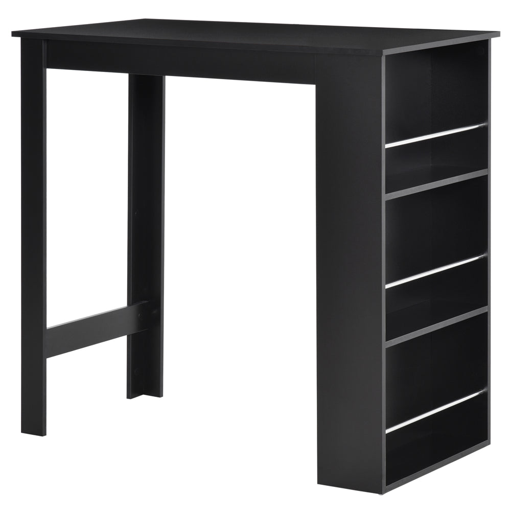 Bar table with 3 storage shelves, black