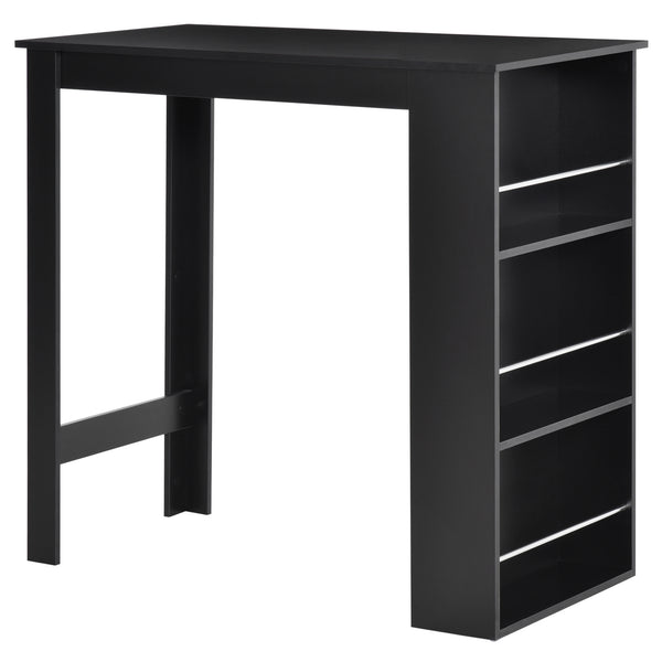 Bar table with 3 storage shelves, black