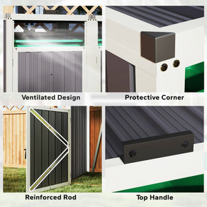 Lockable outdoor double bin shelter with hinged lid, dark grey